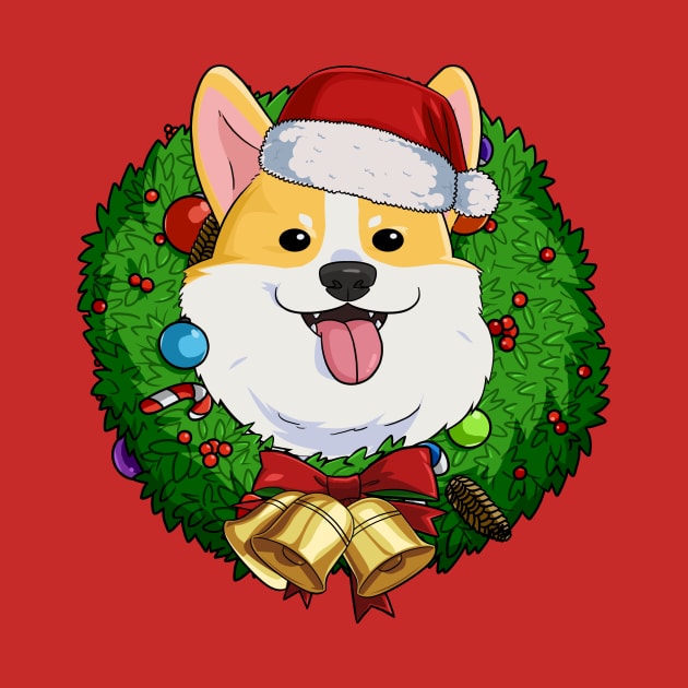 Pembroke Welsh Corgi Santa Christmas Wreath by Noseking