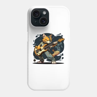 Funny Rock Cat Playing Guitar - Love Cats Phone Case