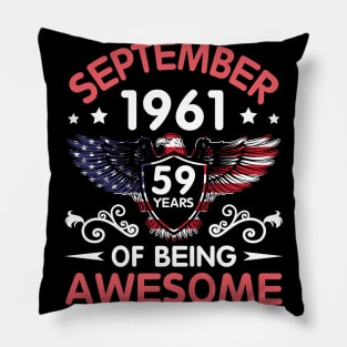 USA Eagle Was Born September 1961 Birthday 59 Years Of Being Awesome Pillow