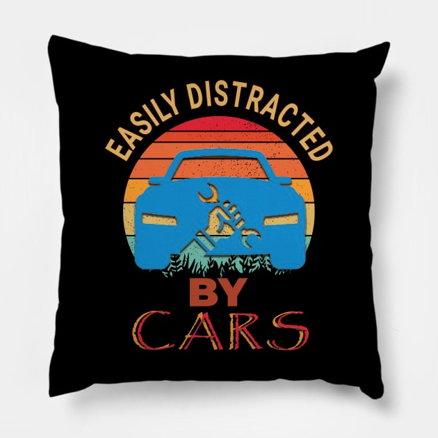 Easily distracted by cars Pillow by TeeText