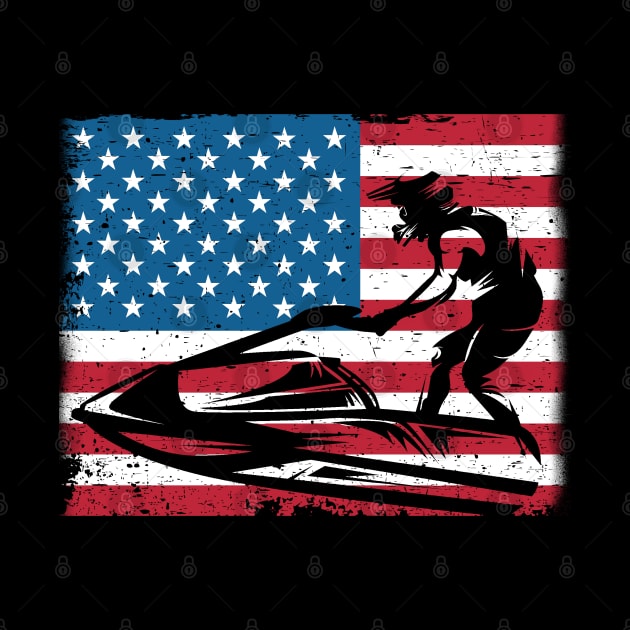 Jet Skiing - Jet Skier USA Flag by Kudostees