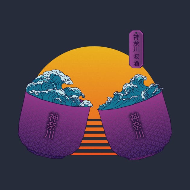 Retrowave Kanagawa wave Kanpai Sake 80s style by MythoCulture