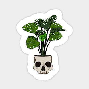 Monstera in a Skull Pot Magnet