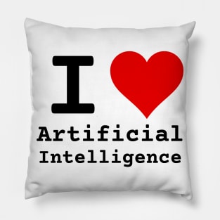 I Love Artificial Intelligence | Stylized Heart Logo Black Pillow