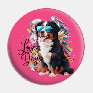 mesmerizing  vector illustration highlights a trendy Bernese Mountain Dog(3) Pin