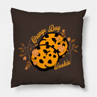 Orange Day Cookie, Flowers Pillow