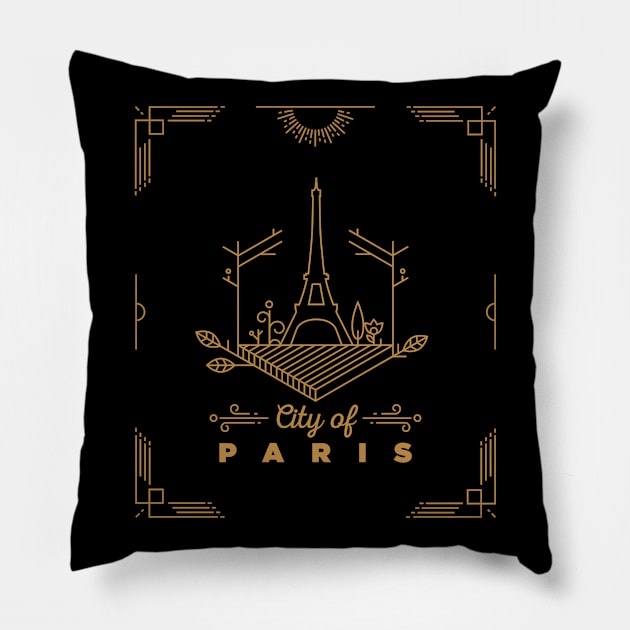 Paris City Monogram Pillow by kursatunsal