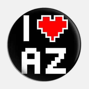 I Love Arizona - Pixel heart for Arizonan gamer Pin