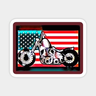 Motorcycle against American Flag Magnet