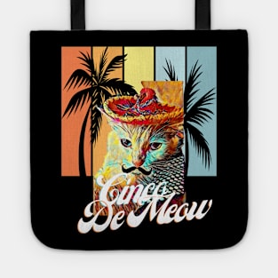 Cinco De Meow (cat in sombrero, mustache, palm trees) Tote