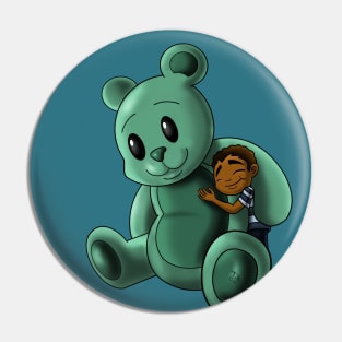 African American Boy and Teddy Bear Pin