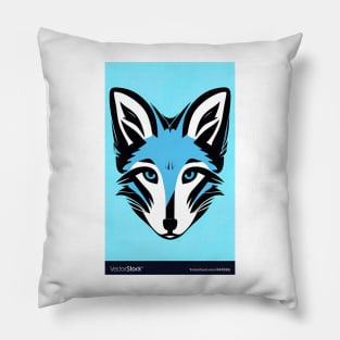Blue Fox Retro Pillow
