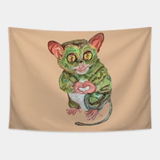 Philippine Tarsier Portrait (Soft Pastel Painting) Tapestry