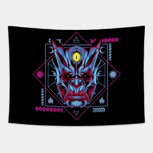 devil scary head mask Tapestry