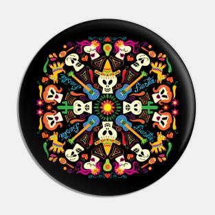 Joyful Mexican skulls celebrating the day of the dead Pin