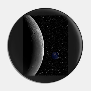 Moon and the small planet Earth by night Pin