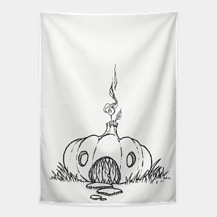 Pumpkin Home Uncolored Dark Tapestry