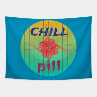 "Chill Pill" - Relaxed Hawaiian Beach Party Design Tapestry