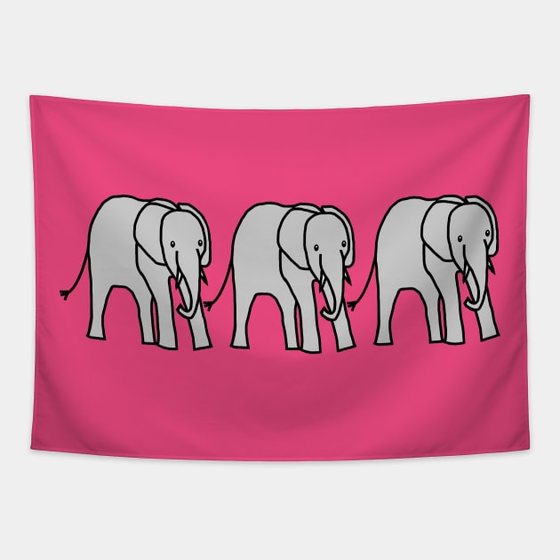 Three Baby Elephants Tapestry by ellenhenryart