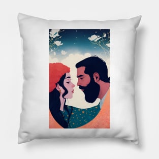 interracial couple in love sticker Pillow