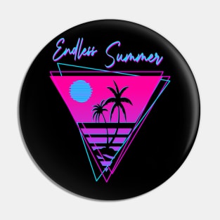 Endless summer triangle with a tropical sunset and a 80s neon vaporware design Pin