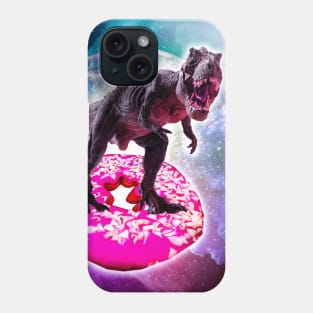 Tyrannosaurus Rex Dinosaur Riding Doughnut In Space Phone Case