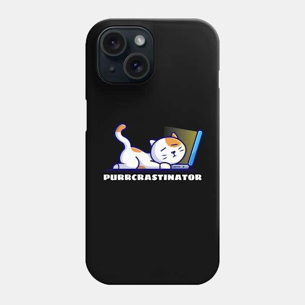 Purrcrastinator | Cute Procrastinator Pun Phone Case by Allthingspunny