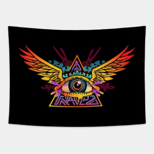 psychedelic winged eye Tapestry