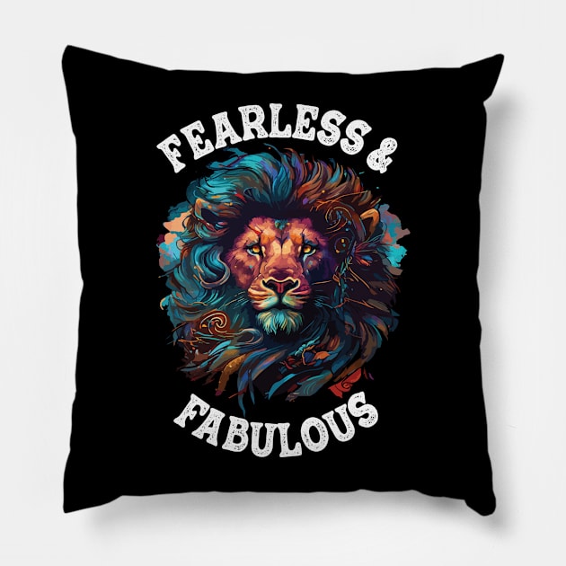 leo zodiac sign fearless Pillow by 007KathMeow