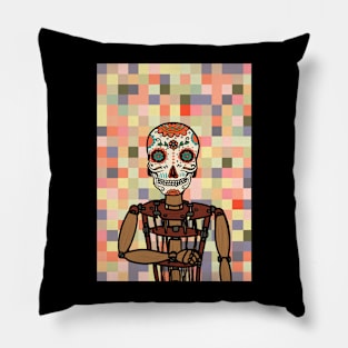 Puppet Master's Pixel Art - Mexican Character with Painted Eyes and Wood Pixel Item Pillow