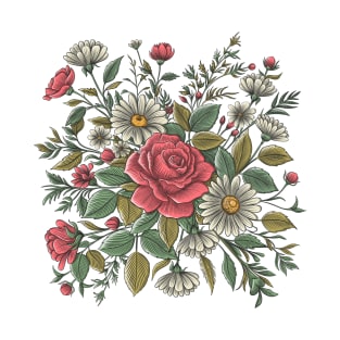 Roses and Daisies Flowers T-Shirt