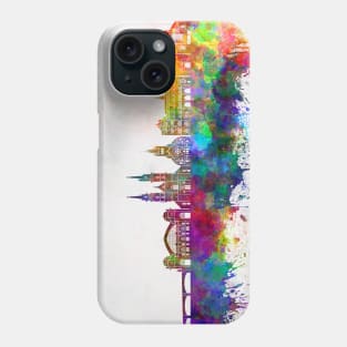 Basel skyline in watercolor background Phone Case