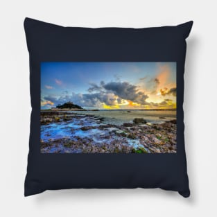 St Michael's Mount Cornwall Dramatic Sunset Pillow