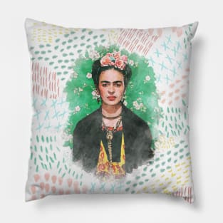 Frida Kahlo Watercolor Pillow