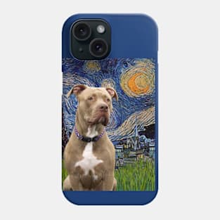 Pit Bull in Adaptation of Starry Night by Van Gogh Phone Case