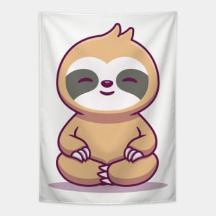 Cute Sloth Sitting Yoga Tapestry