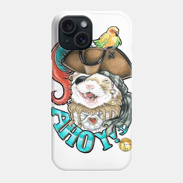 Ferret Pirate Ahoy - Cinnamon Coat Phone Case by Nat Ewert Art