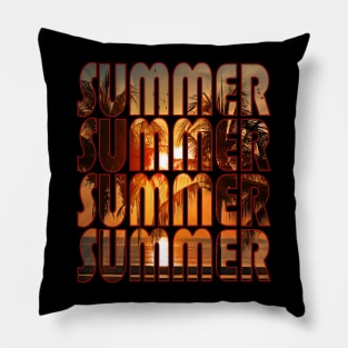 Summer Sunset in 80s Text Pillow