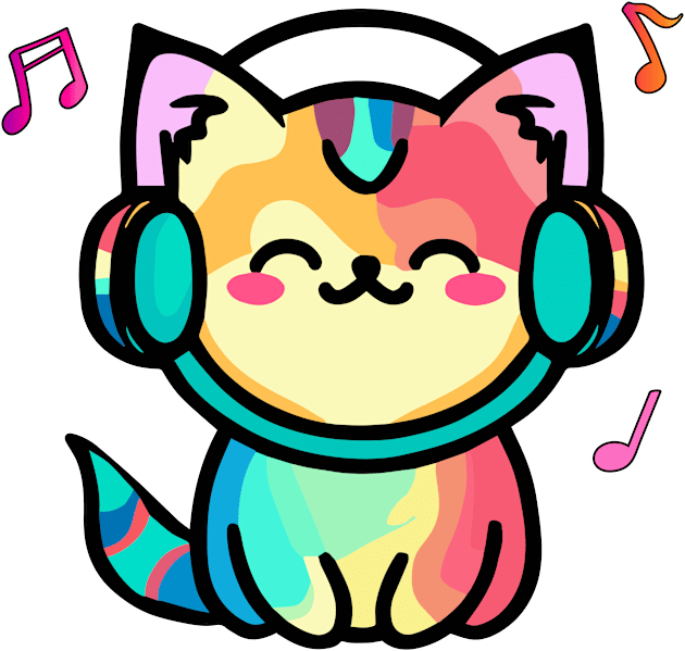 Happy smiling baby pussy cat with headphones. Kawaii cartoon Kids T-Shirt by SPJE Illustration Photography