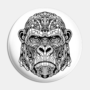 Biomechanical Gorilla: An Advanced Futuristic Graphic Artwork with Abstract Line Patterns Pin