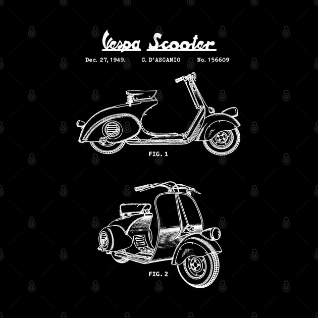 Vespa Scooter Patent White by Luve