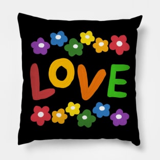 Watercolor of flowers and love Pillow