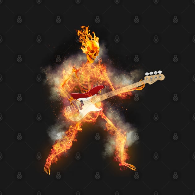 Flaming Skeleton Base Guitarist by Ratherkool