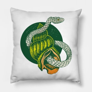 Green Snake and Shell View Pillow