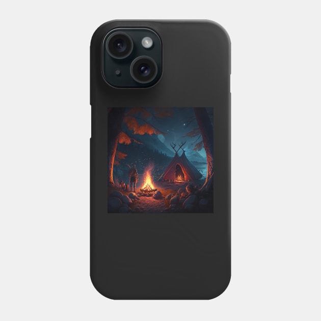 Viking Camp on the River Phone Case by AICreateWorlds