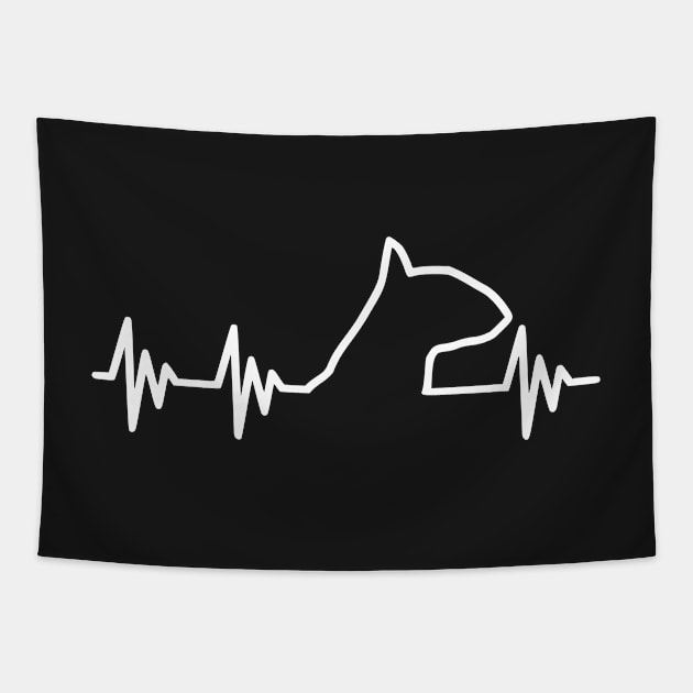 Bull Terrier Heart Beat Tapestry by MoPaws