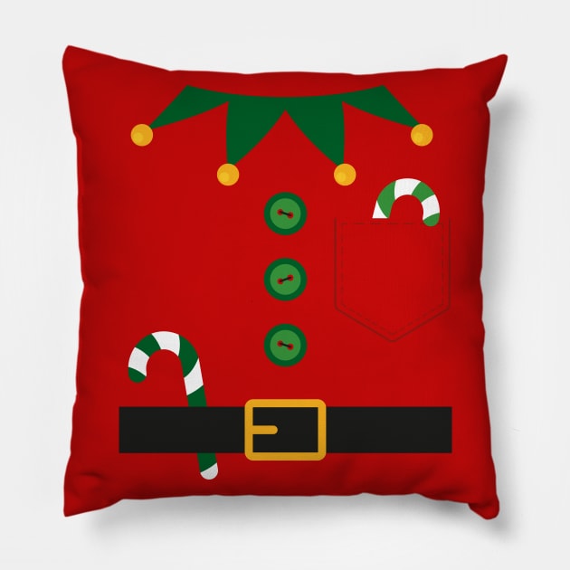 Cute Novelty Christmas Elf - Funny Red Pillow by Elsie Bee Designs