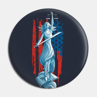 Lady Justice American Flag Pin