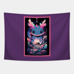 Cute Axolotl Anime Art Design | Cute Animals | Axolotl Hentaii Chibi Kawaii Design Tapestry