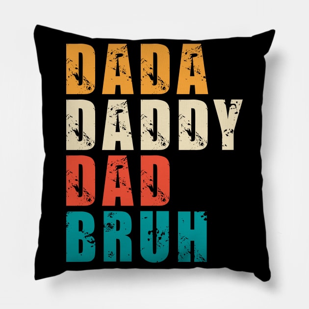 Mens Dada Daddy Dad Bruh Funny Dad Pillow by Fabvity